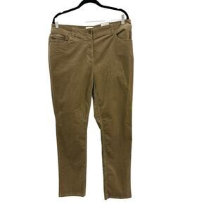 Chicos The Perfect Fit Tan Corduroy Slim Pants NEW Size L/12 Preppy Minimalist